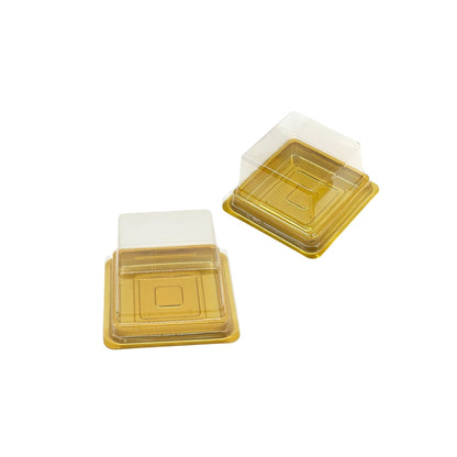 PNS 8080 Pastry Square HIPS Golden Tray with PET Dome Lid