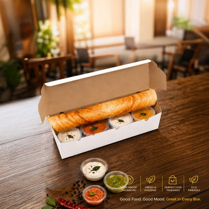 PNS  12x3.75x3.5 White Dosa Box with 4 Cavity Insert