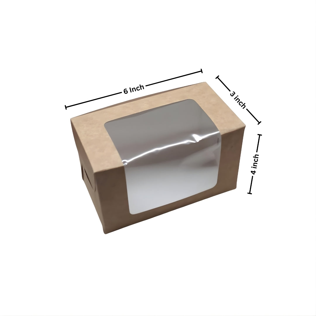 Kraft 6x3x4 Window Cupcake Box with Insert