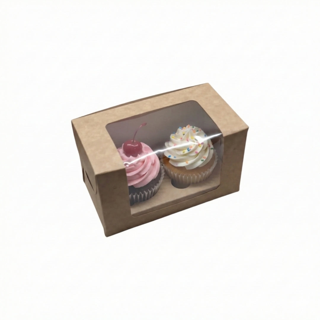 Kraft 6x3x4 Window Cupcake Box with Insert