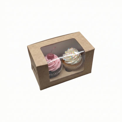 Kraft 6x3x4 Window Cupcake Box with Insert
