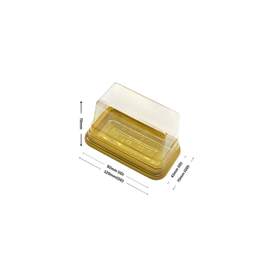 PNS 1160 Pastry Rectangle HIPS Golden Tray with PET Dome Lid