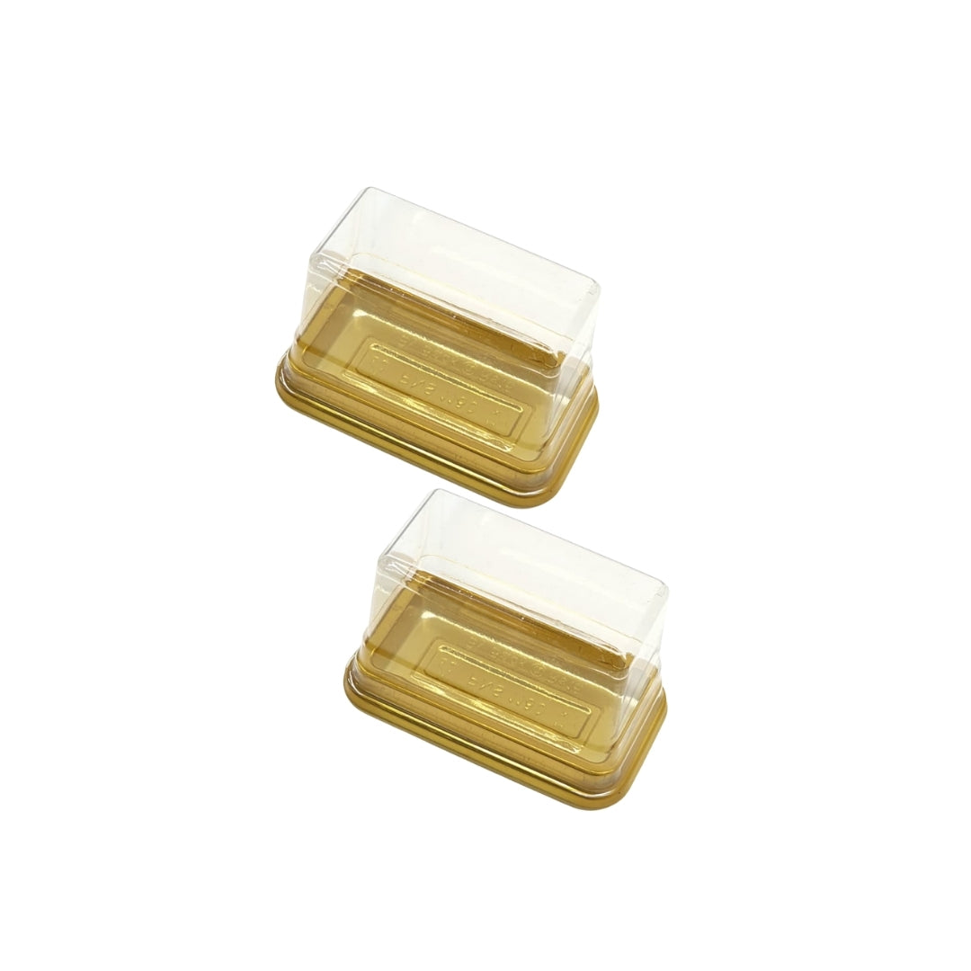 PNS 1160 Pastry Rectangle HIPS Golden Tray with PET Dome Lid