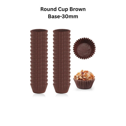 Round Cup Brown Plain & Brown Printed 30mm