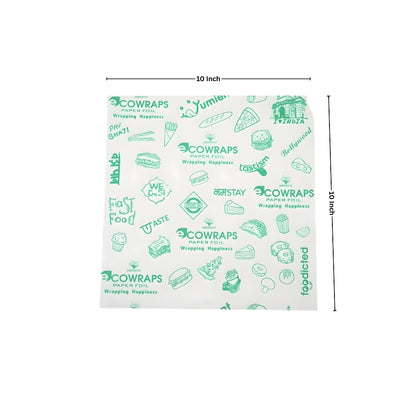 Ecowrap Printed Cut Sheet 10 x 10 inch Green color (250 Sheets) Butter Paper