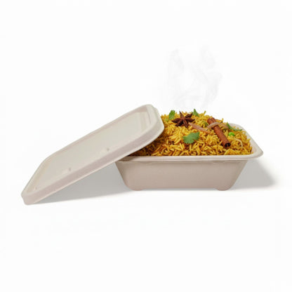 Bumboo 550ml Bagasse Rectangle Container With Lid