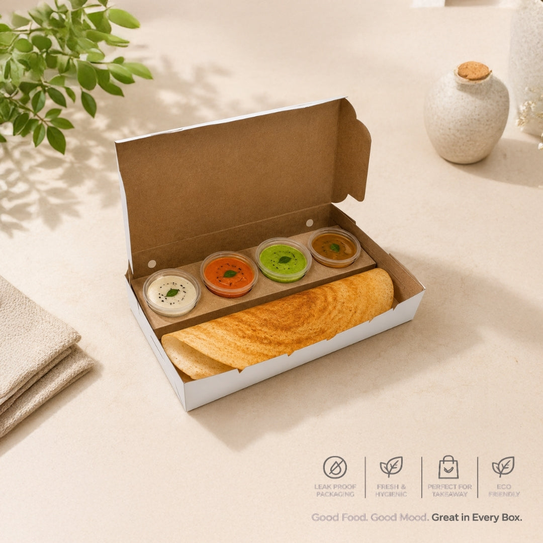 PNS 12x7x2 White Dosa Box with 4 Cavity Insert