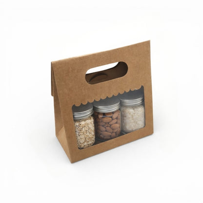 3 Jar Kraft Carry Bag with Window