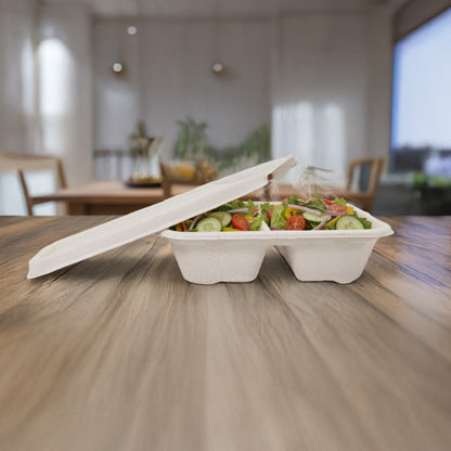 Bumboo 2CP 550ml Bagasse Rectangle Container With Lid