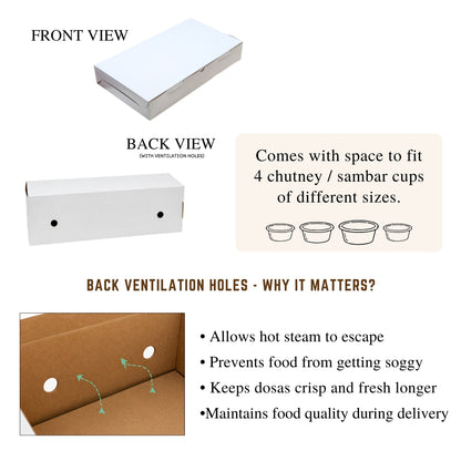 PNS 12x7x2 White Dosa Box with 4 Cavity Insert