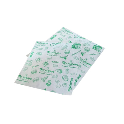 Ecowrap Printed Cut Sheet 10 x 10 inch Green color (250 Sheets) Butter Paper