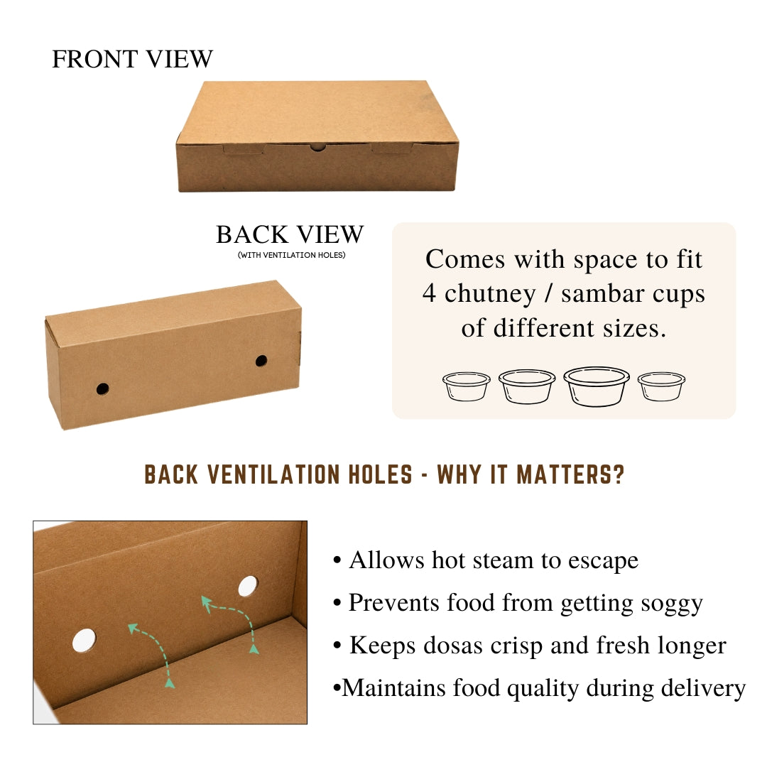 PNS 12x7x2 Kraft Dosa Box with 4 Cavity Insert