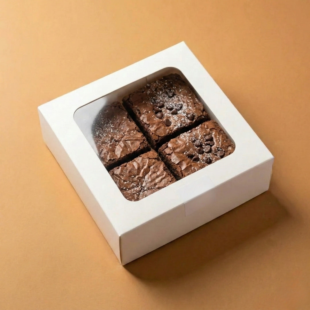 ITC 6x6x2 Inch Window Brownie Box 4 Brownies