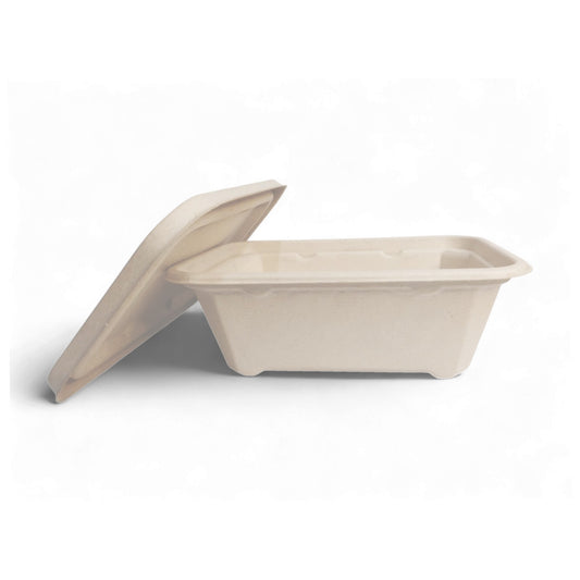 Bumboo 750ml Bagasse Rectangle Container With Lid