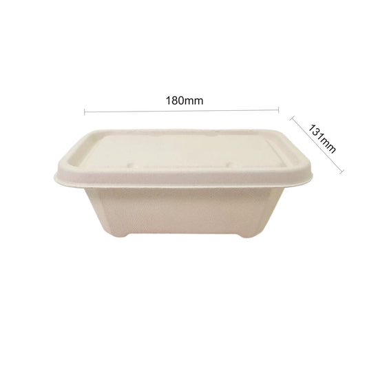 Bumboo 750ml Bagasse Rectangle Container With Lid