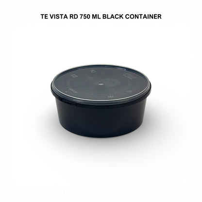 750ml Black Tamper Proof Flat Round Container with Lid