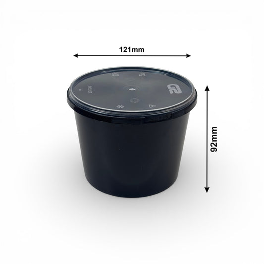 750ml Black Tamper Proof Round Container with Lid