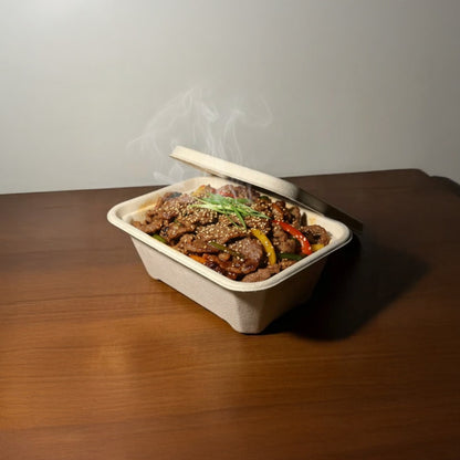 Bumboo 750ml Bagasse Rectangle Container With Lid