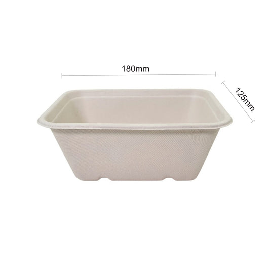 Bumboo 1000ml Bagasse Rectangle Container With Lid