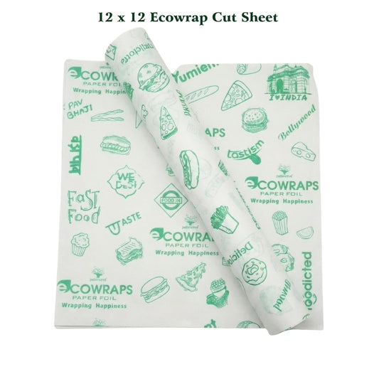 Ecowrap Printed Cut Sheet 12 X 12 inch inch Green color (250 Sheets) Butter Paper