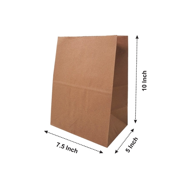 7.5x5x10" Brown SOS MF Kraft Bag – 80 GSM, 24 BF