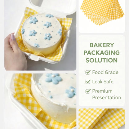 Bento Cake Liner ( Yellow Gingham)