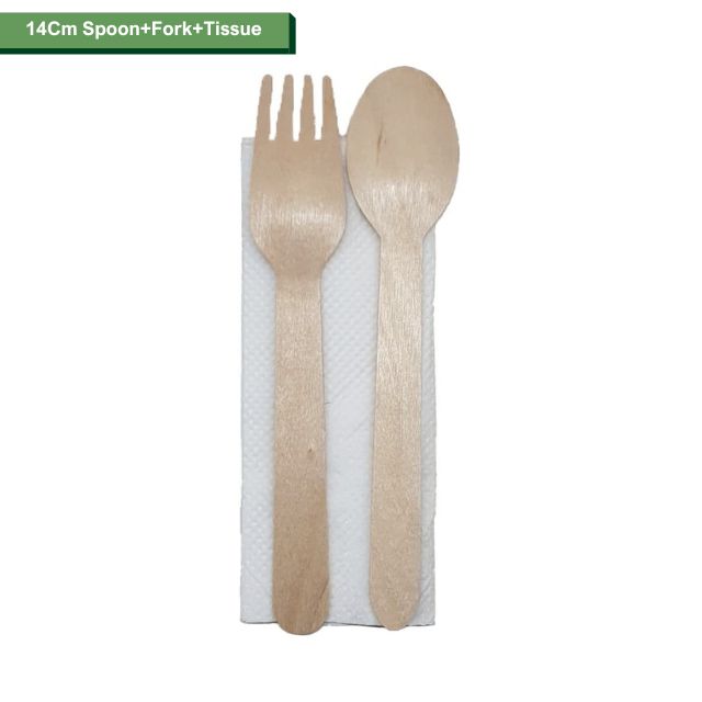 Cutlery Set No.5 (14 cm Spoon + Fork + Tissue)