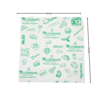 Ecowrap Printed Cut Sheet 12 X 12 inch inch Green color (250 Sheets) Butter Paper