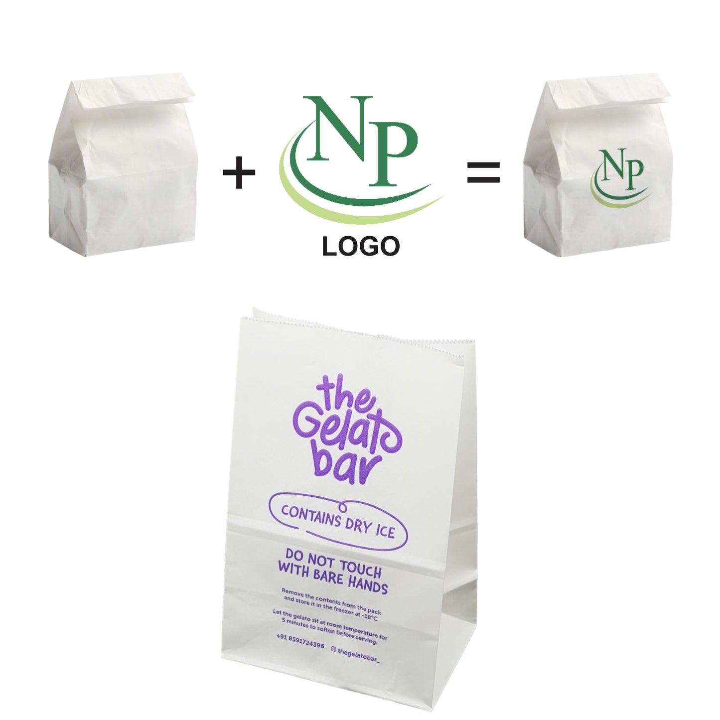 8x6x11" PacknServe Specialized Pouch with flap for 4 Cups – 60 GSM