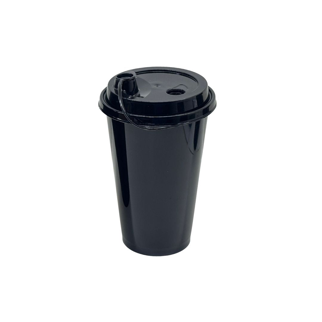500 ml Paknserve Black Sipper Container with Black Lid (90D)