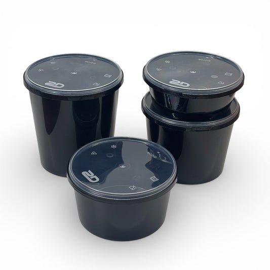 300ml Black Tamper Proof Round Container with Lid