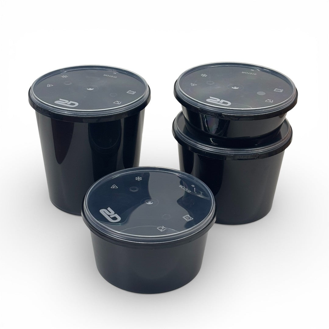 500ml Black Tamper Proof Round Container with Lid