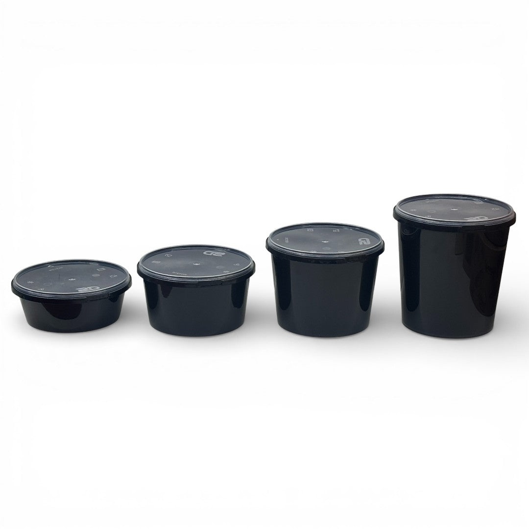 300ml Black Tamper Proof Round Container with Lid