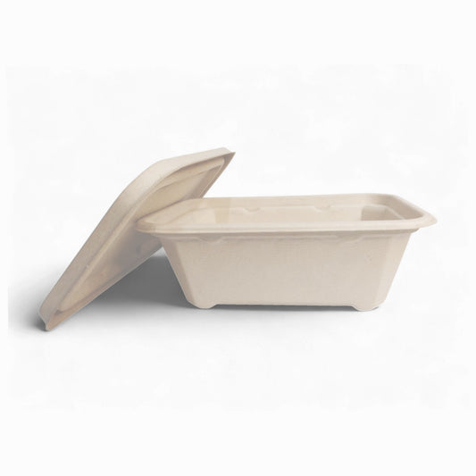 Bumboo 650ml Bagasse Rectangle Container With Lid