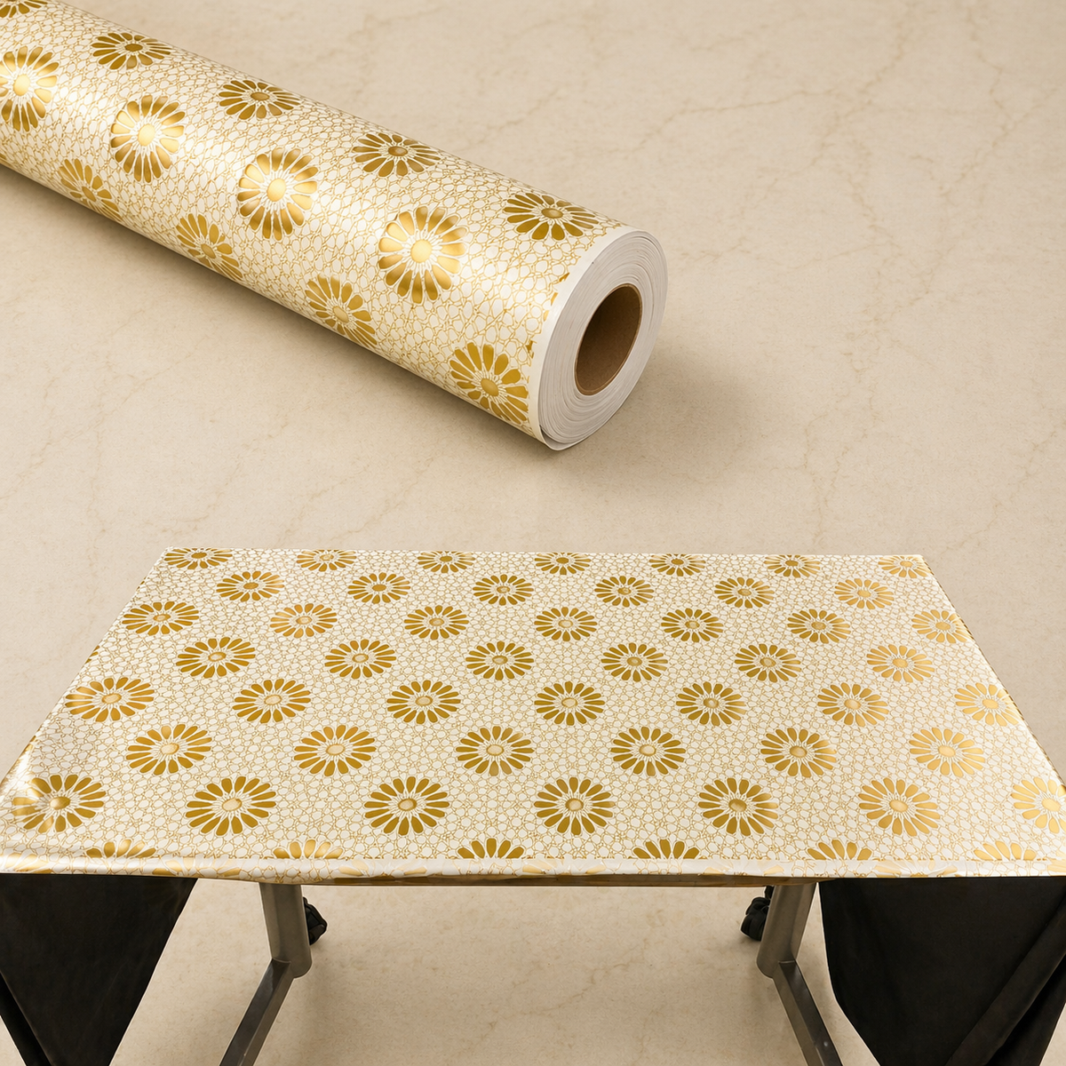 Sunflower Design Table Roll ( GOLD , WHITE)