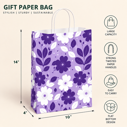 10x4x14 Gift Carry Bag (Purple floral print)