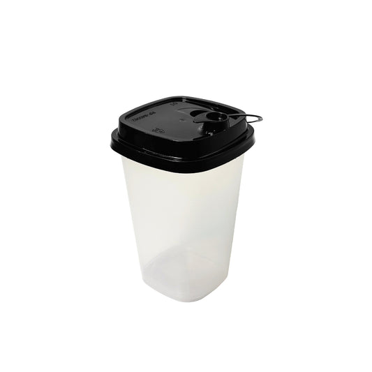 Paknserve Square Sipper Container with Black Lid – 350 ml (12 oz)