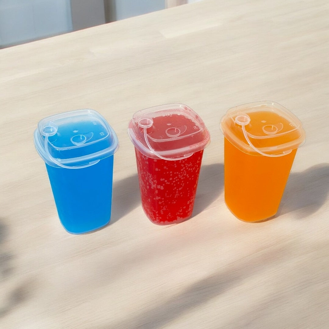 Paknserve Square Sipper Container with Black Lid – 350 ml (12 oz)