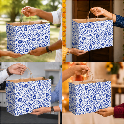 13x7x10 Sweet Carry Bag Kraft  (Floral Blue Color )