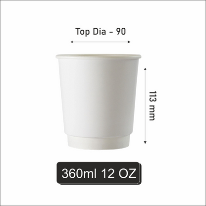 12 oz White Double Wall Paper Cups