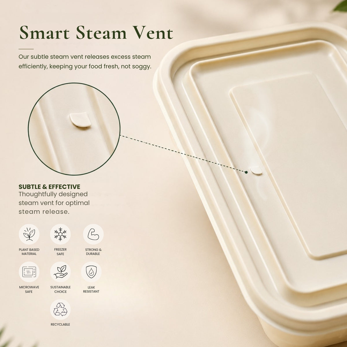 500ml Cornstarch Lunch Container with Lid | Dinera Bio