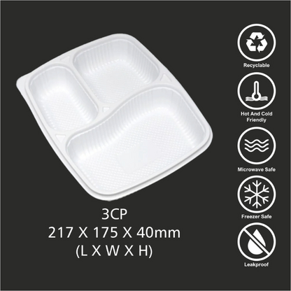 R-02 3 CP PP Meal Tray with Lid