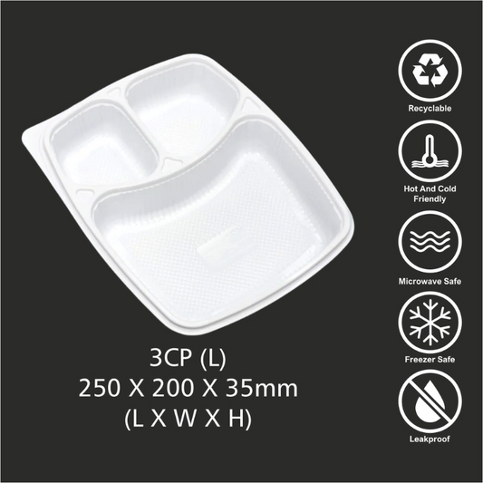 R-02 3 CP PP Meal Tray with Lid