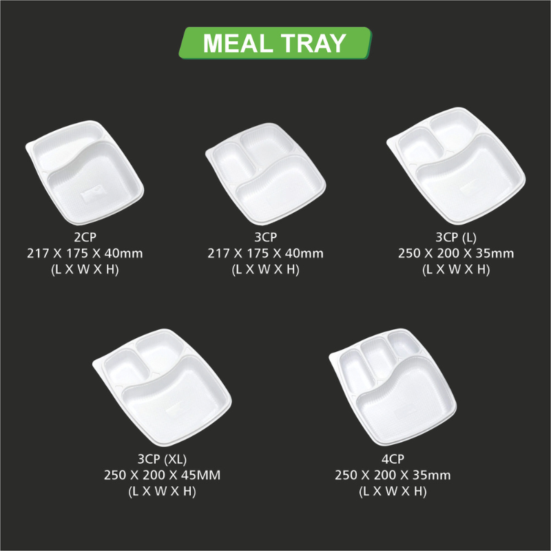 3 CP PP Meal Tray L with Lid