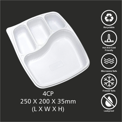 4 CP PP Meal Tray with Lid