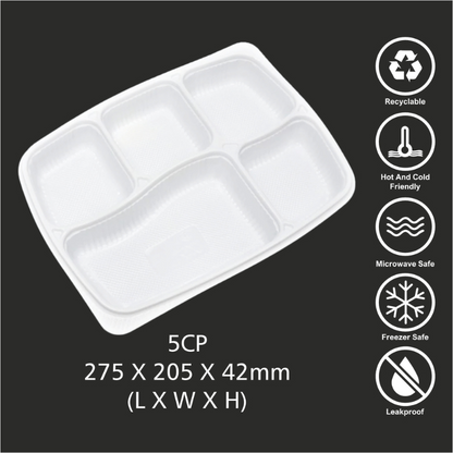 R-04 5 CP PP Meal Tray Big with Lid