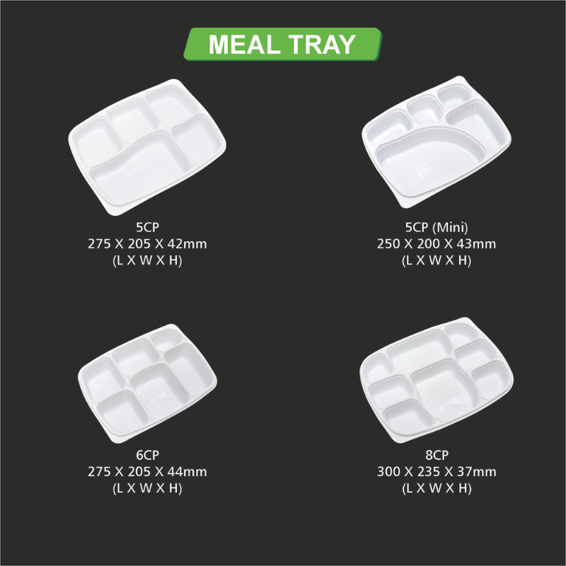 6 CP PP Meal Tray with Lid