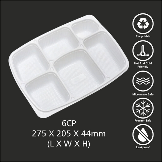 6 CP PP Meal Tray with Lid