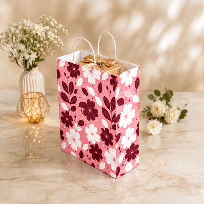 10x4x14 Gift Carry Bag (Pink floral print)