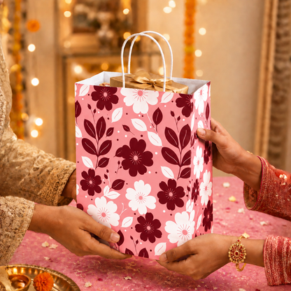 10x4x14 Gift Carry Bag (Pink floral print)